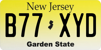 NJ license plate B77XYD