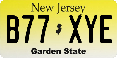 NJ license plate B77XYE