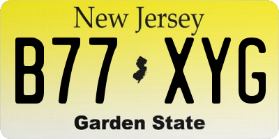 NJ license plate B77XYG