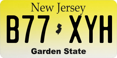 NJ license plate B77XYH