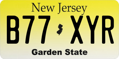 NJ license plate B77XYR