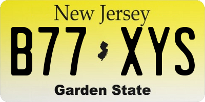 NJ license plate B77XYS