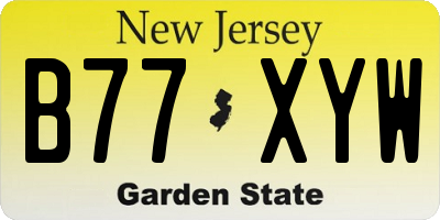NJ license plate B77XYW