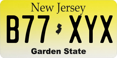 NJ license plate B77XYX