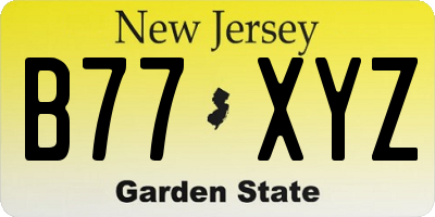 NJ license plate B77XYZ