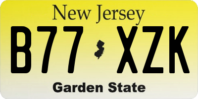 NJ license plate B77XZK