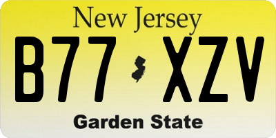 NJ license plate B77XZV