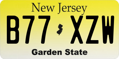 NJ license plate B77XZW