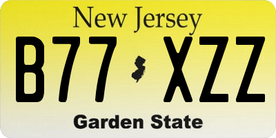 NJ license plate B77XZZ