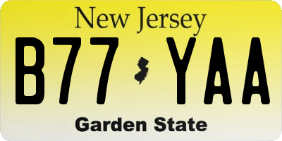 NJ license plate B77YAA
