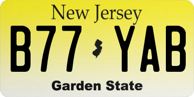 NJ license plate B77YAB
