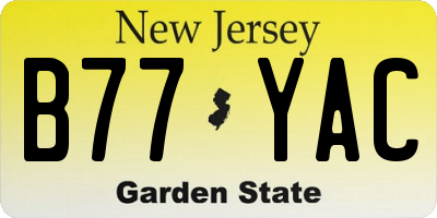 NJ license plate B77YAC