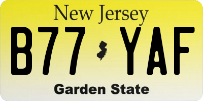 NJ license plate B77YAF