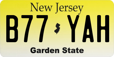 NJ license plate B77YAH