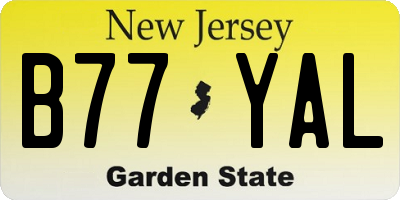 NJ license plate B77YAL