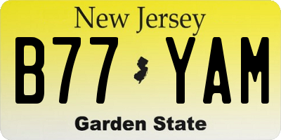 NJ license plate B77YAM