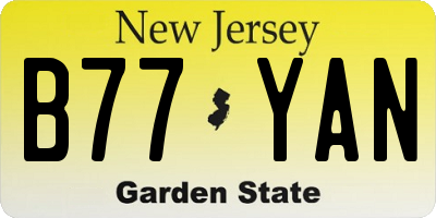 NJ license plate B77YAN