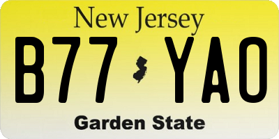 NJ license plate B77YAO