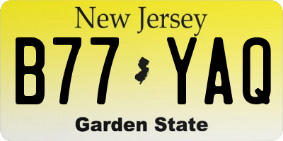 NJ license plate B77YAQ