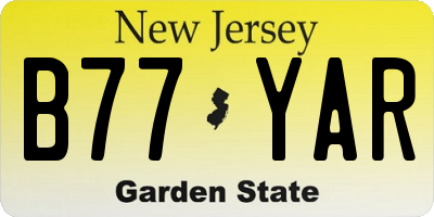 NJ license plate B77YAR