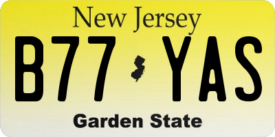 NJ license plate B77YAS