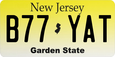 NJ license plate B77YAT
