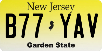 NJ license plate B77YAV