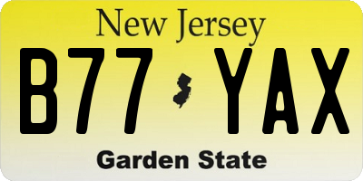 NJ license plate B77YAX