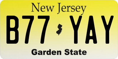 NJ license plate B77YAY