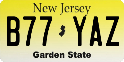 NJ license plate B77YAZ