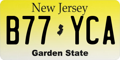 NJ license plate B77YCA