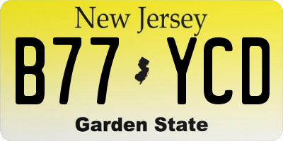 NJ license plate B77YCD