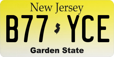 NJ license plate B77YCE