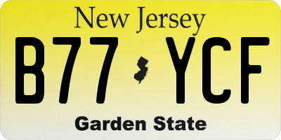 NJ license plate B77YCF