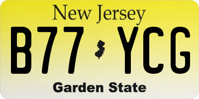 NJ license plate B77YCG