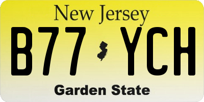 NJ license plate B77YCH