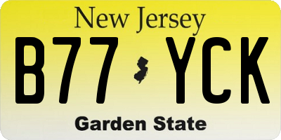 NJ license plate B77YCK