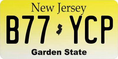 NJ license plate B77YCP