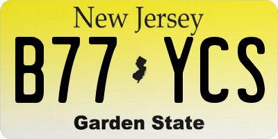 NJ license plate B77YCS