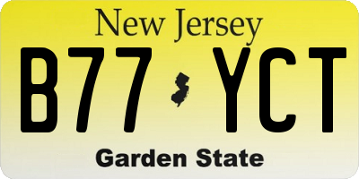 NJ license plate B77YCT