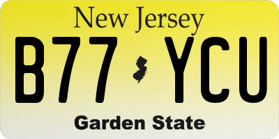 NJ license plate B77YCU