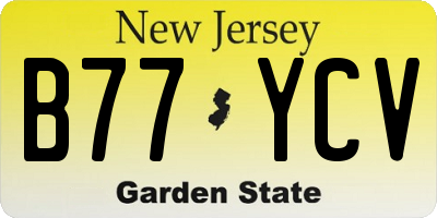 NJ license plate B77YCV