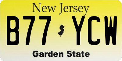 NJ license plate B77YCW