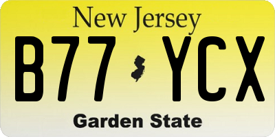 NJ license plate B77YCX