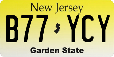 NJ license plate B77YCY