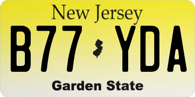 NJ license plate B77YDA