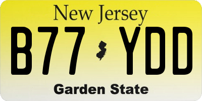 NJ license plate B77YDD
