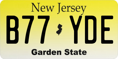 NJ license plate B77YDE