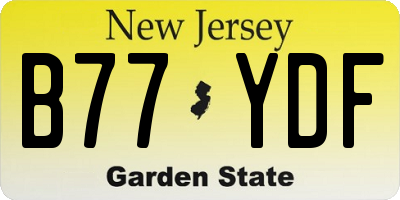 NJ license plate B77YDF