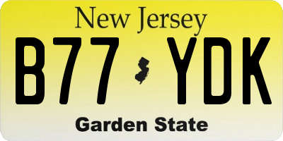 NJ license plate B77YDK
